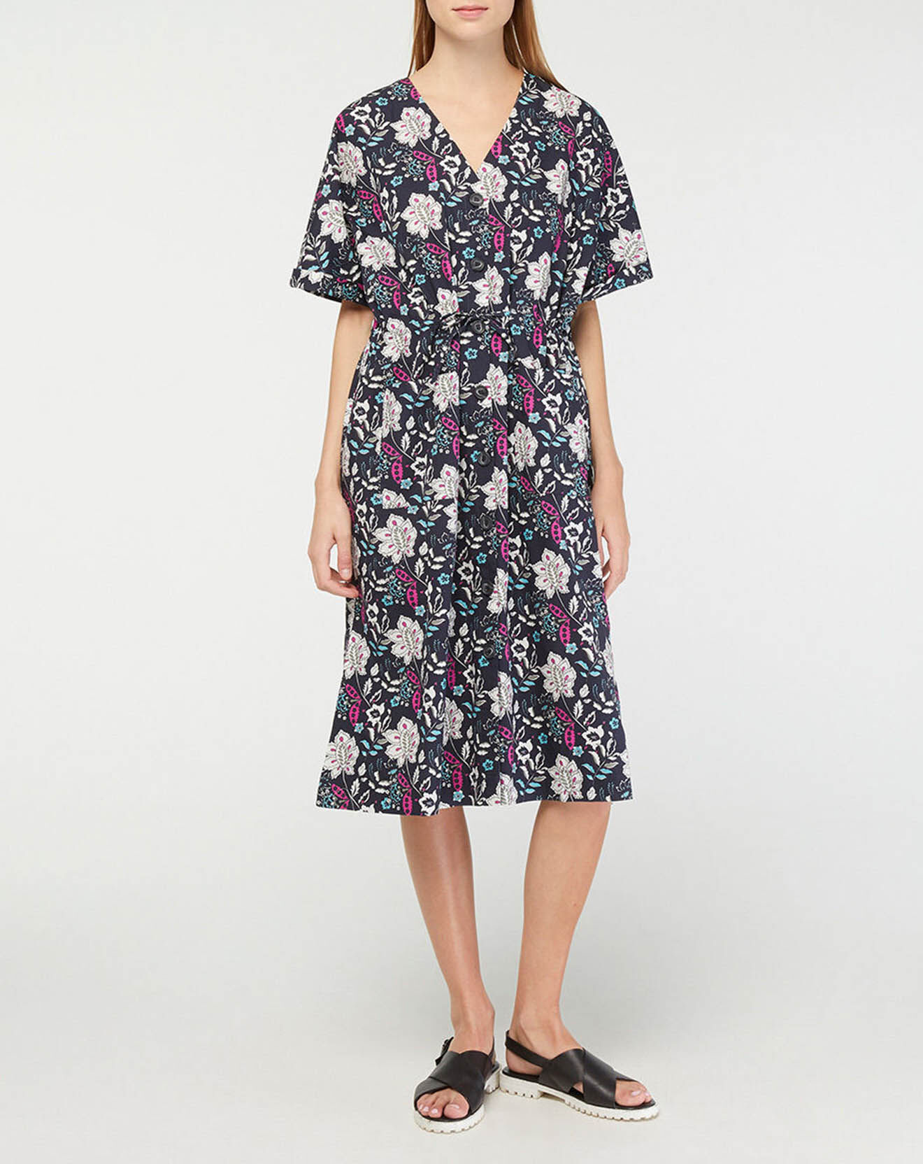 Galeries Lafayette Robe Epolo imprimée bleu marine