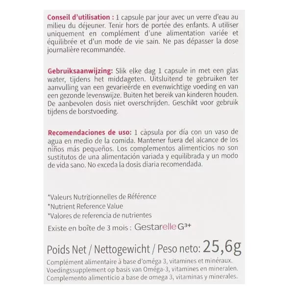 Gestarelle G3+ Pré-Conception Grossesse Allaitement 90 capsules