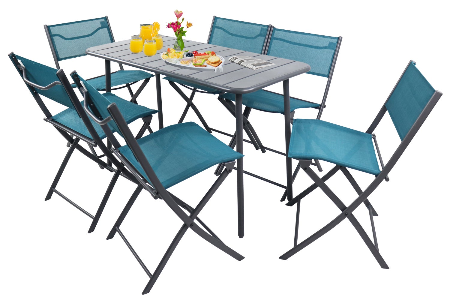7-delige bistroset, balkonset, tuinset, Sumila turquoise