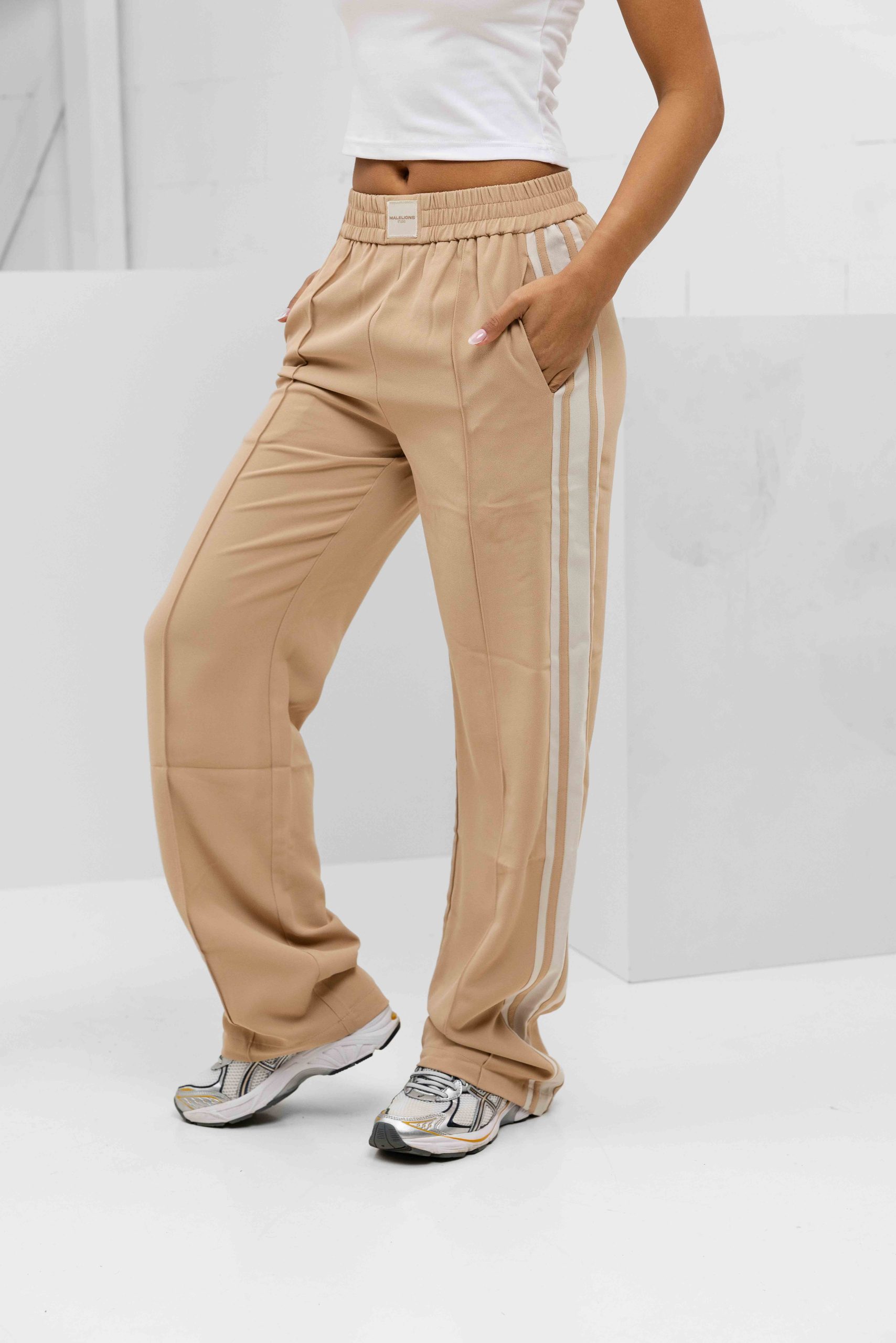 Malelions Studio Loose Fit Broek Dames Beige