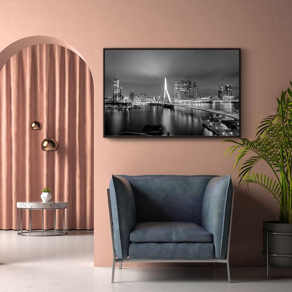 Walljar canvas schilderij - Rotterdam Skyline II Canvas schilderij - 60 x 90 cm