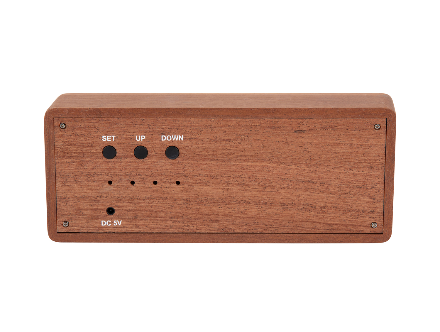 Wekker Solid Wood Engraved - Donker hout