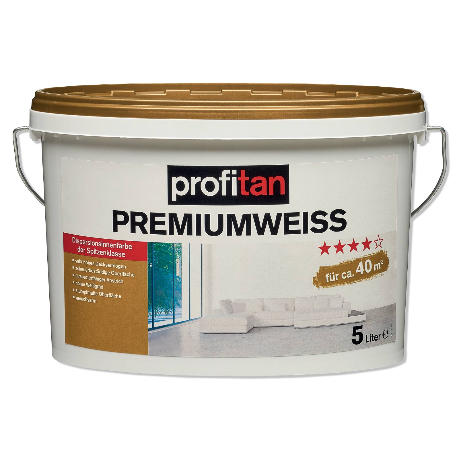 profitan Premiumweiß Wand- und Deckenfarbe - 5 Liter