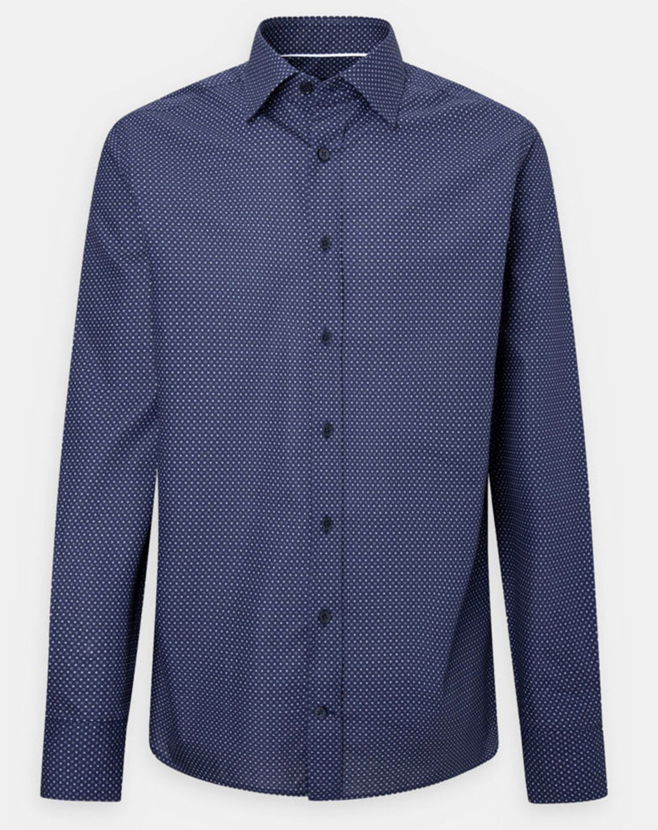 Hackett London Chemise Slim Fit à micro imprimé géométrique bleue