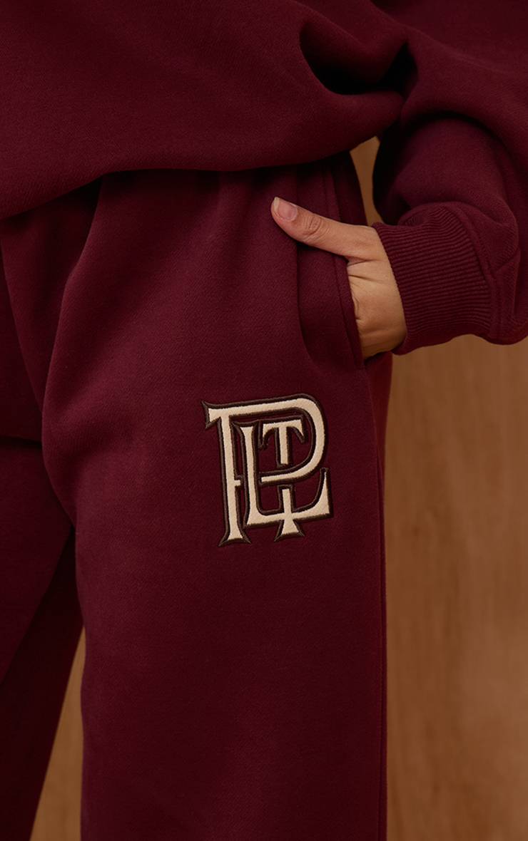 Rouge Bordeaux Pantalon De Jogging Droit En Molleton De Coton Plt
