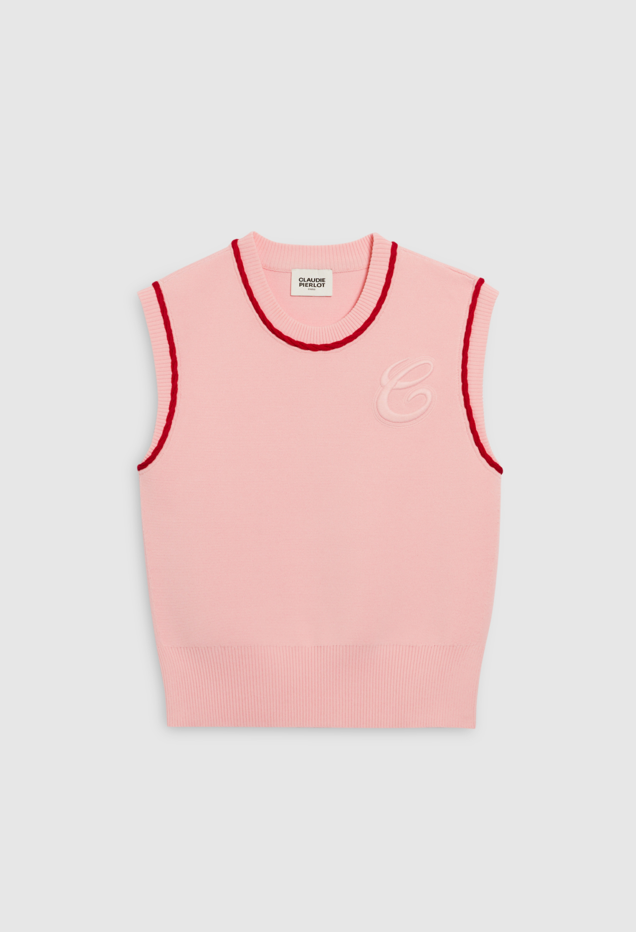 Pull maille sans manche bicolore