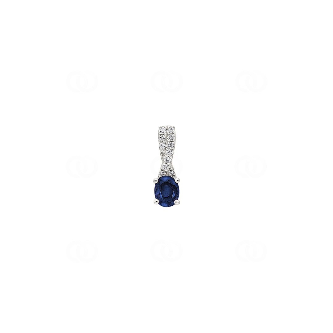 Anhänger 750/18 K Gelbgold mit Saphir oval und Diamanten 0.05 ct H/si