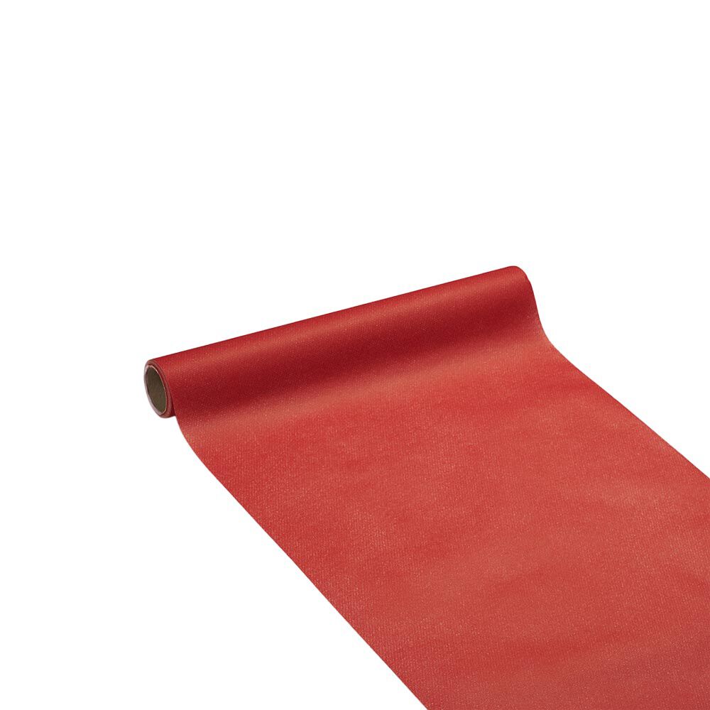 Chemin de table rouge effet tissu papier voie sèche 4,8 m