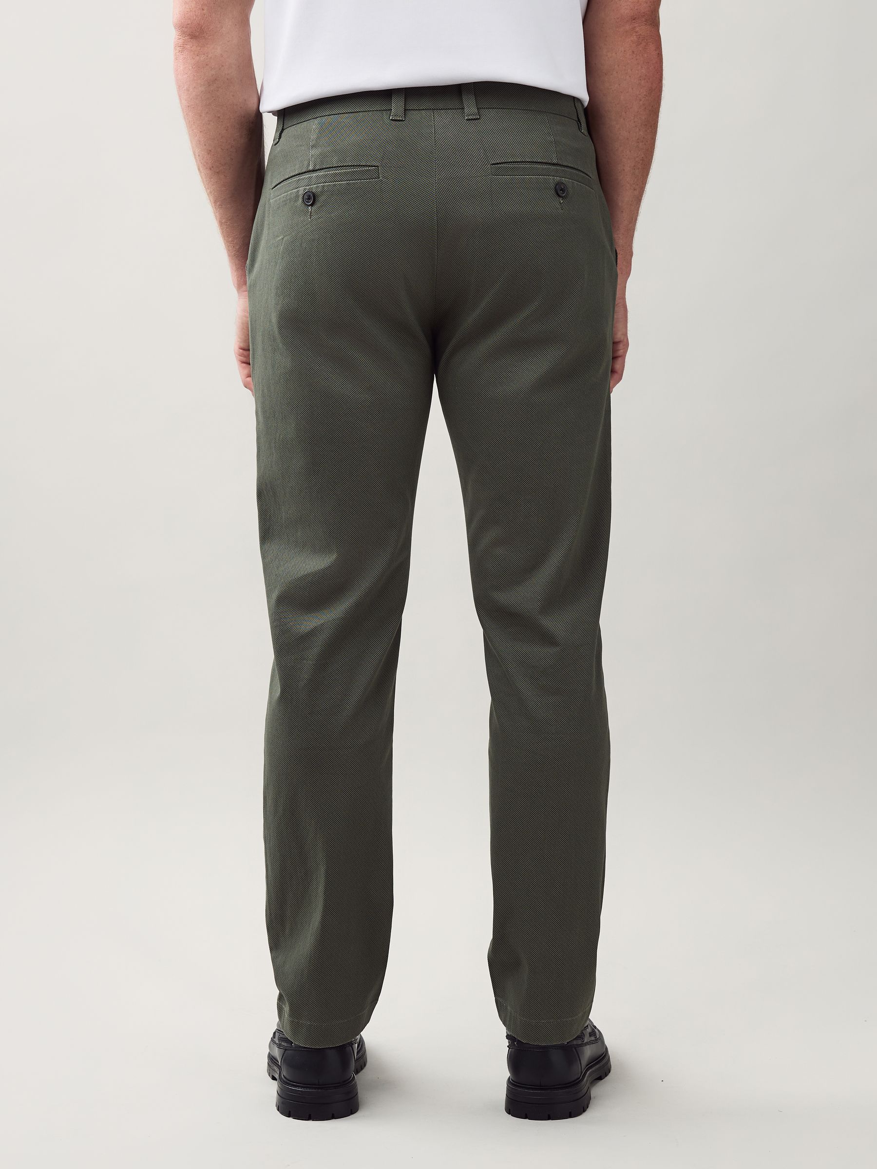 Groen - Slim Fit - Zacht aanvoelende stretch-chino met print