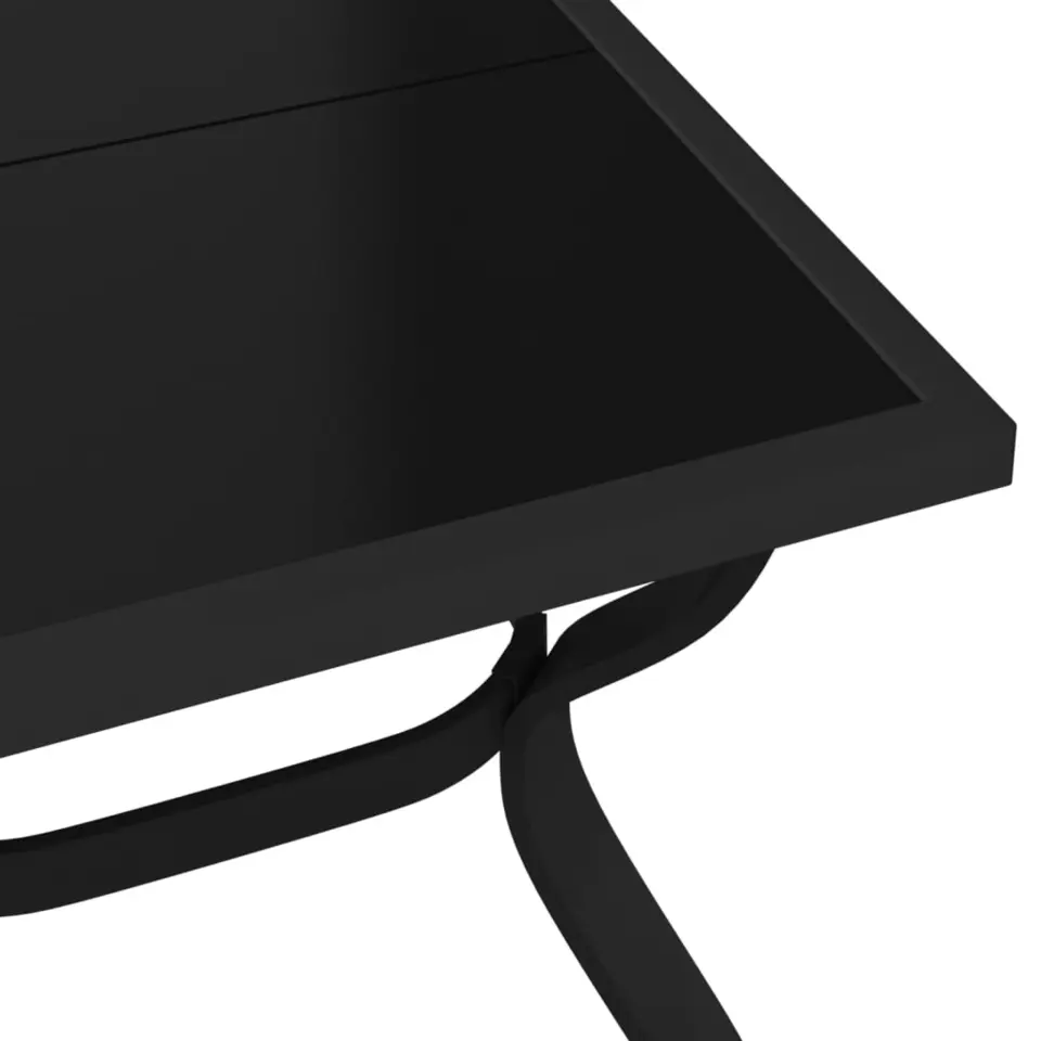 vidaXL - Tuintafel - Zwart - Staal en glas - 180 x 80 x 70 cm