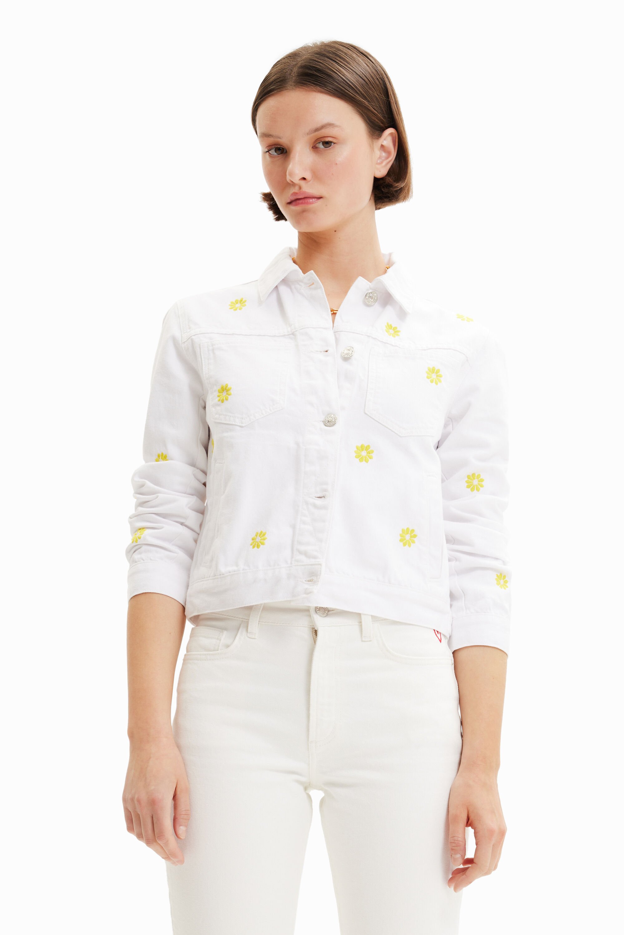 Veste jean marguerites