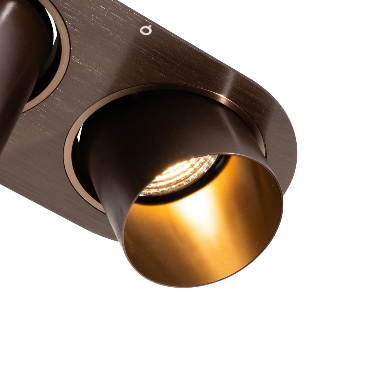 Afgeronde inbouwspot donkerbrons GU10 70mm kantelbaar 2-lichts - Installa