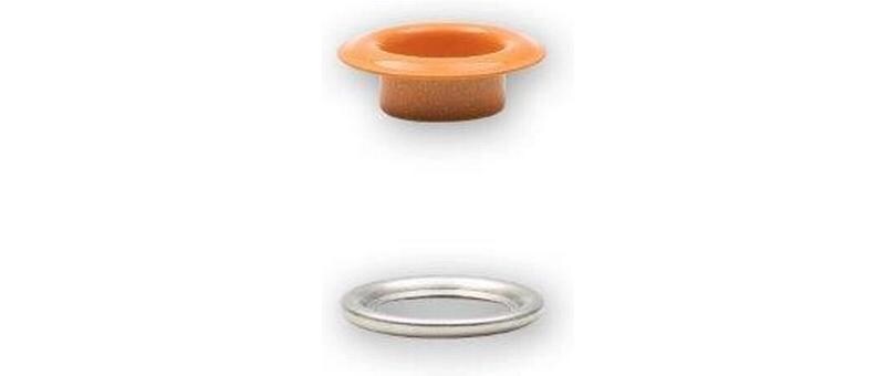 Ösen mit Scheiben, 8 mm Orange, SilberNähfreie Ösen