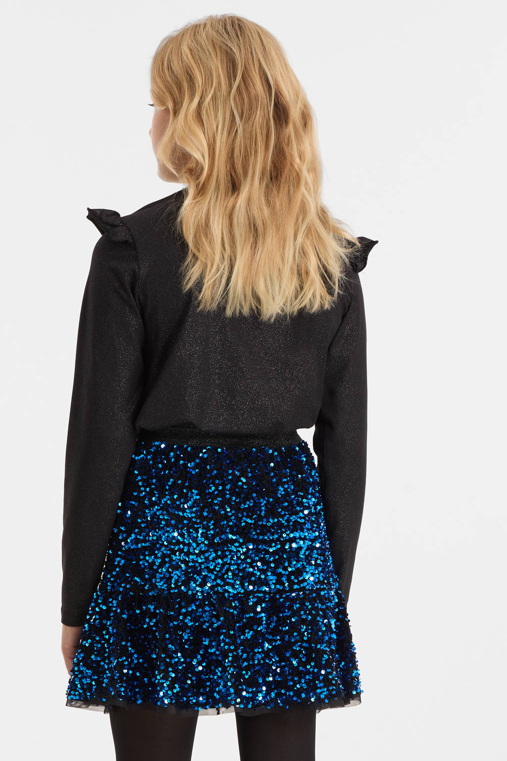 anytime rok met pailletten blauw