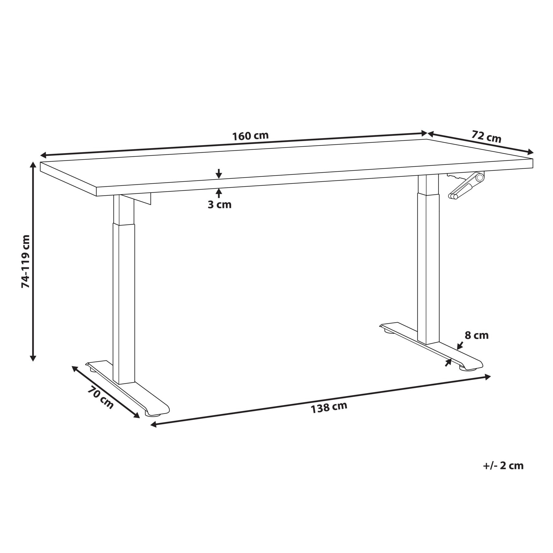 Beliani - DESTINES - Verstelbaar bureau - Zwart - Spaanplaat
