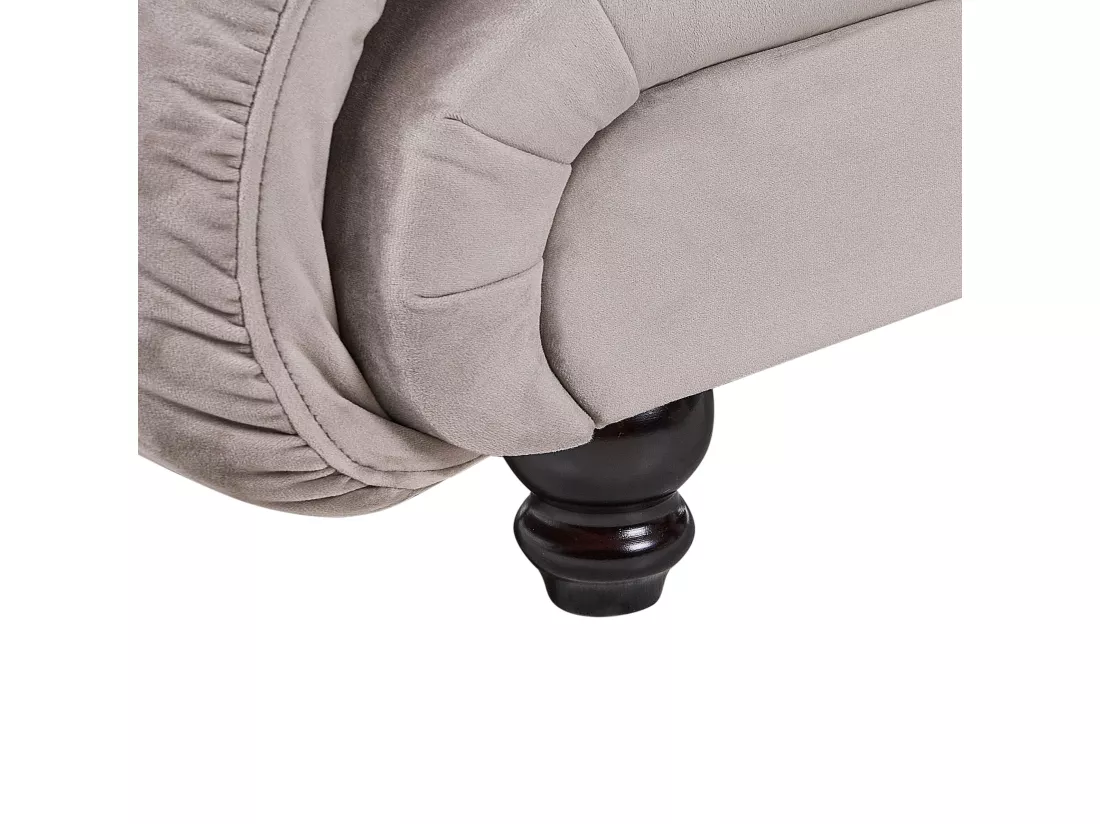 Chaise longue côté droit en velours taupe LORMONT