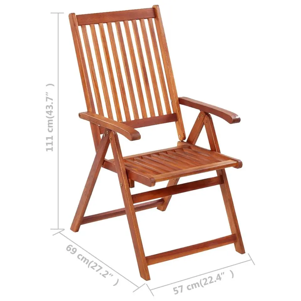 vidaXL - Tuinstoelen inklapbaar met kussens - Massief acaciahout - 6 stuks