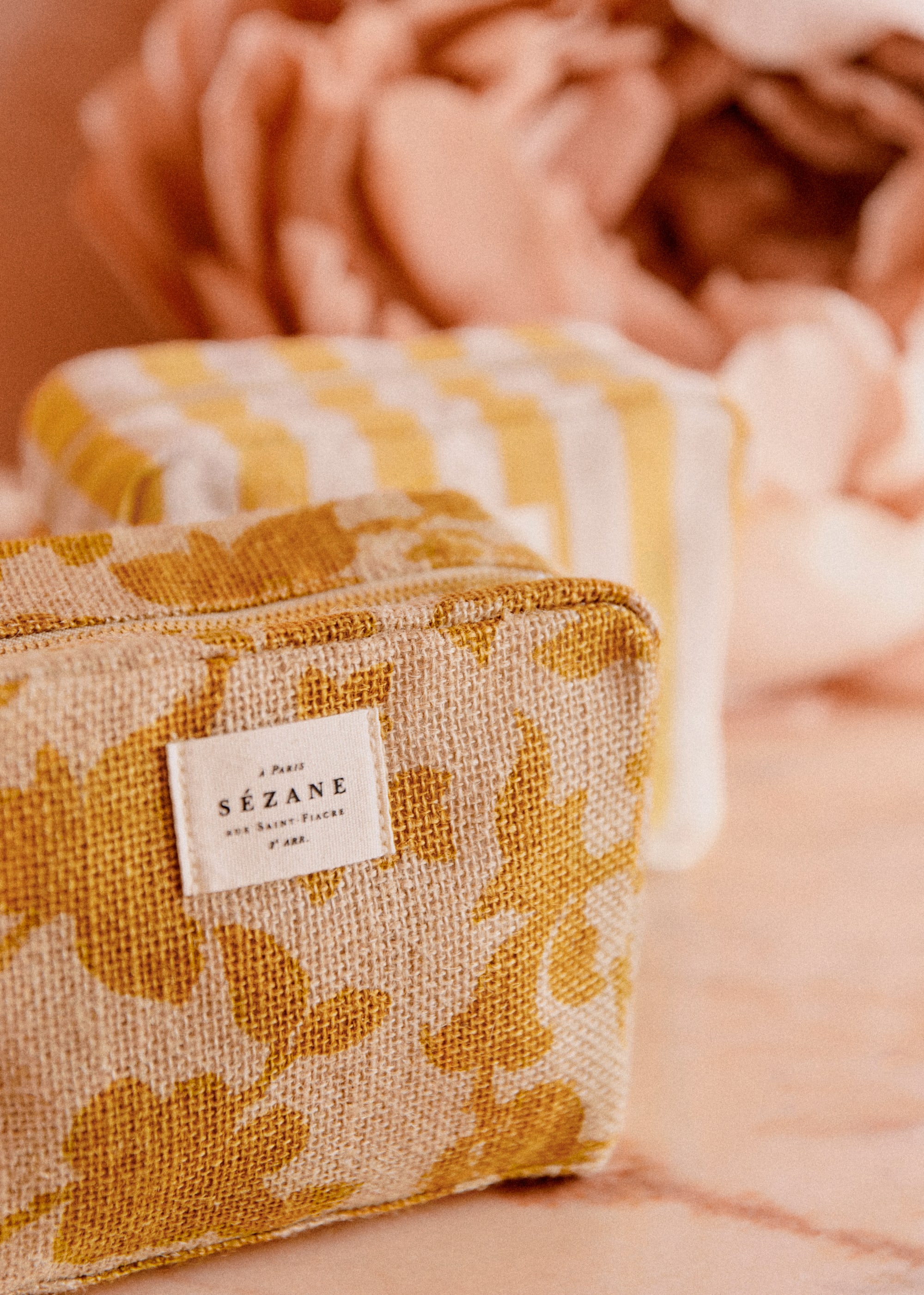 Trousse de Toilette Jute - Fleurs des jardins ocre - SACS/NEW SACS Nos Paniers 5906382