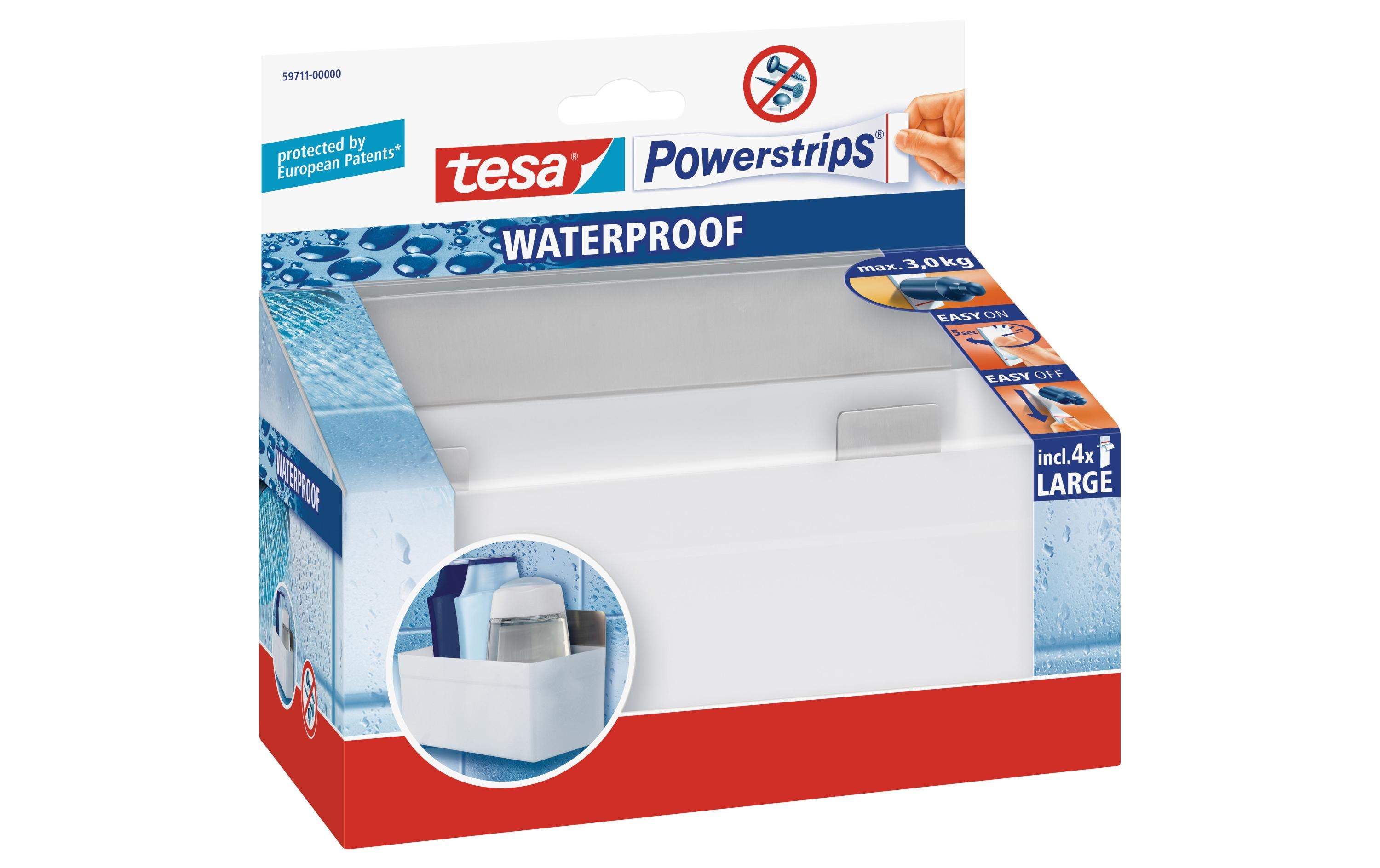 Spültroganhänger Powerstrips WP Korb Regal Zoom WeissBadezimmer-Korb mit Powerstrips-Befestigung