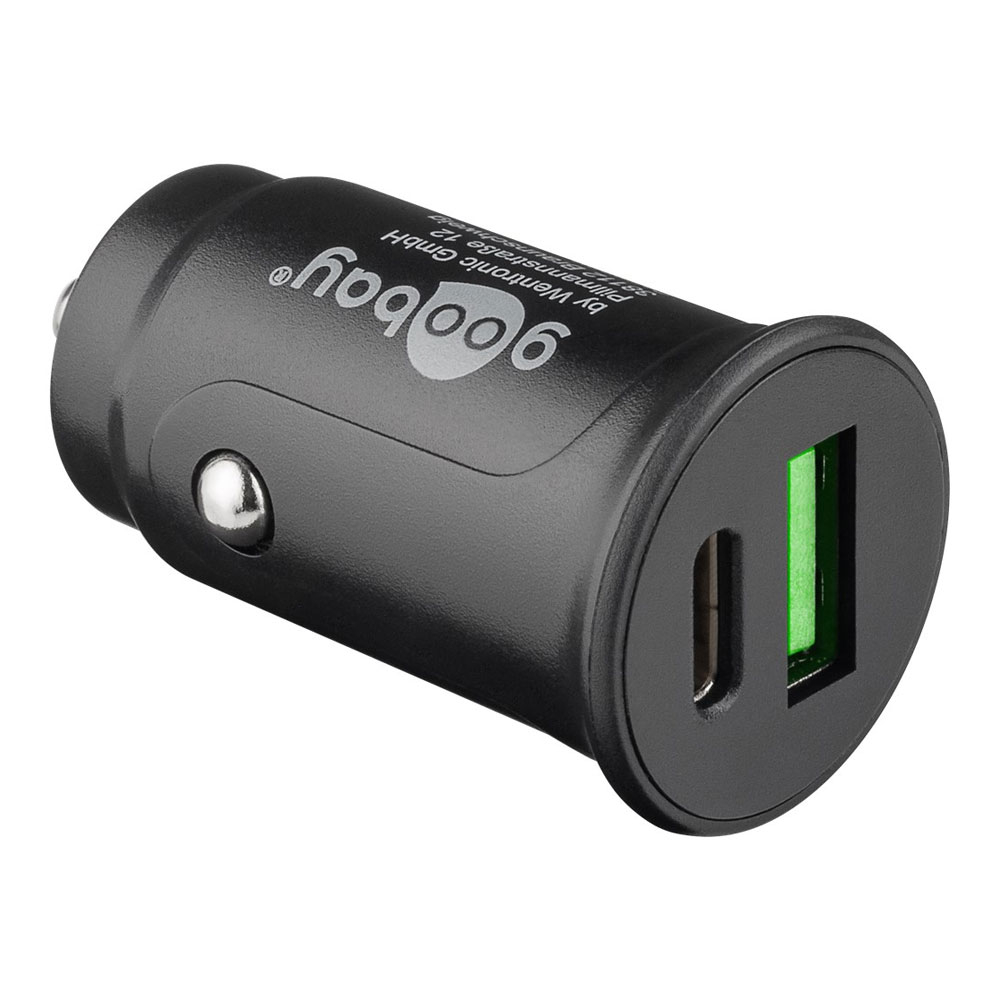 (27W/3A) USB C / USB A Auto KFZ Ladegerät   Power Delivery 3.0   Quick Charge 3.0 - Schwarz