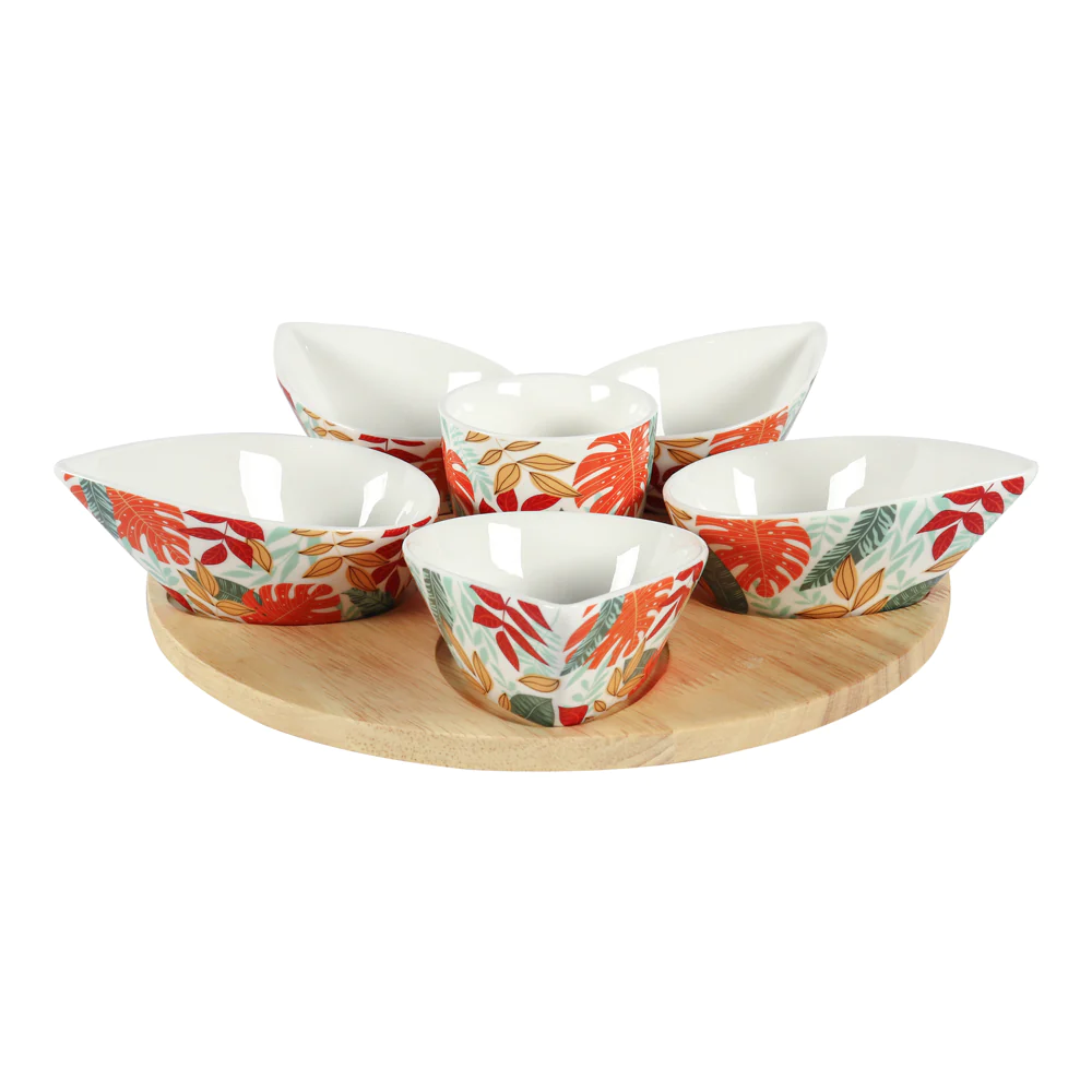 Service apéritif goutte 7 pièces Alma en porcelaine Table passion