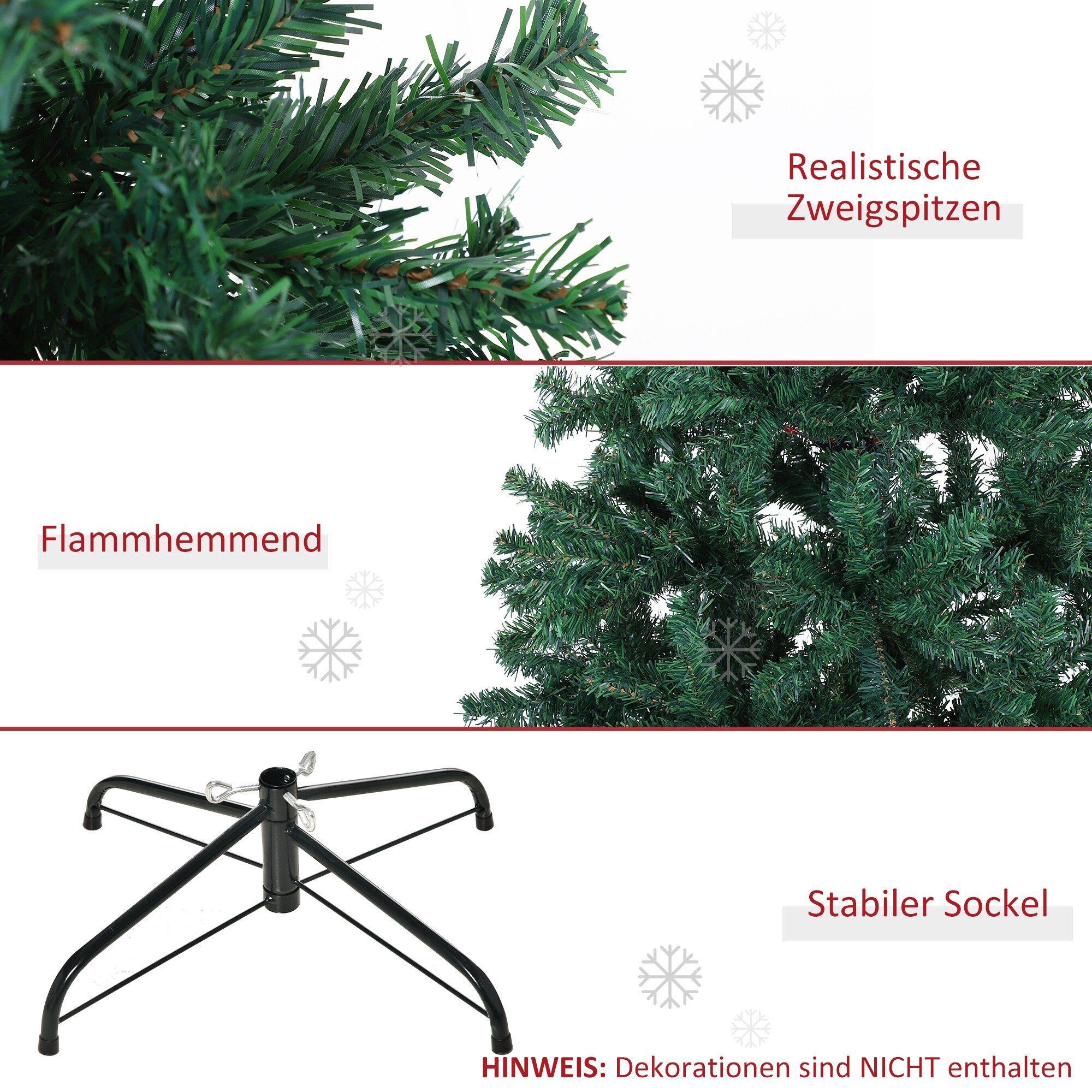 HOMCOM Künstlicher Weihnachtsbaum mit 1000 Spitzen und Standfuß grün 102 x 180 cm (ØxH)