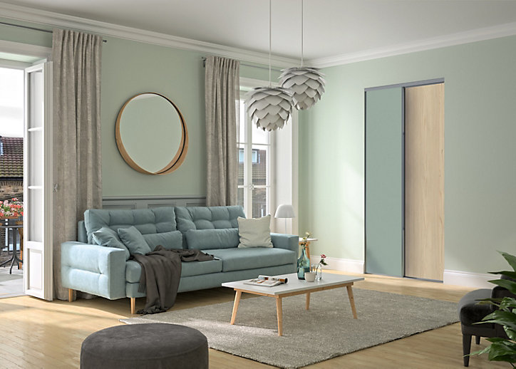 Pack 1 vantail décor mélèze + 1 vantail décor vert fjord H. 248,5 cm x l. 120 cm