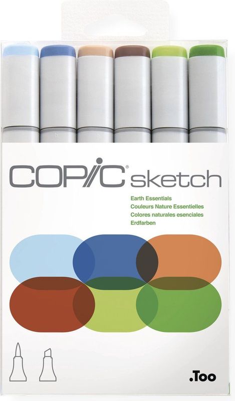 COPIC Marker Sketch - 6er Set - Aardetinten - Alcoholbasis - Professionele Stiften