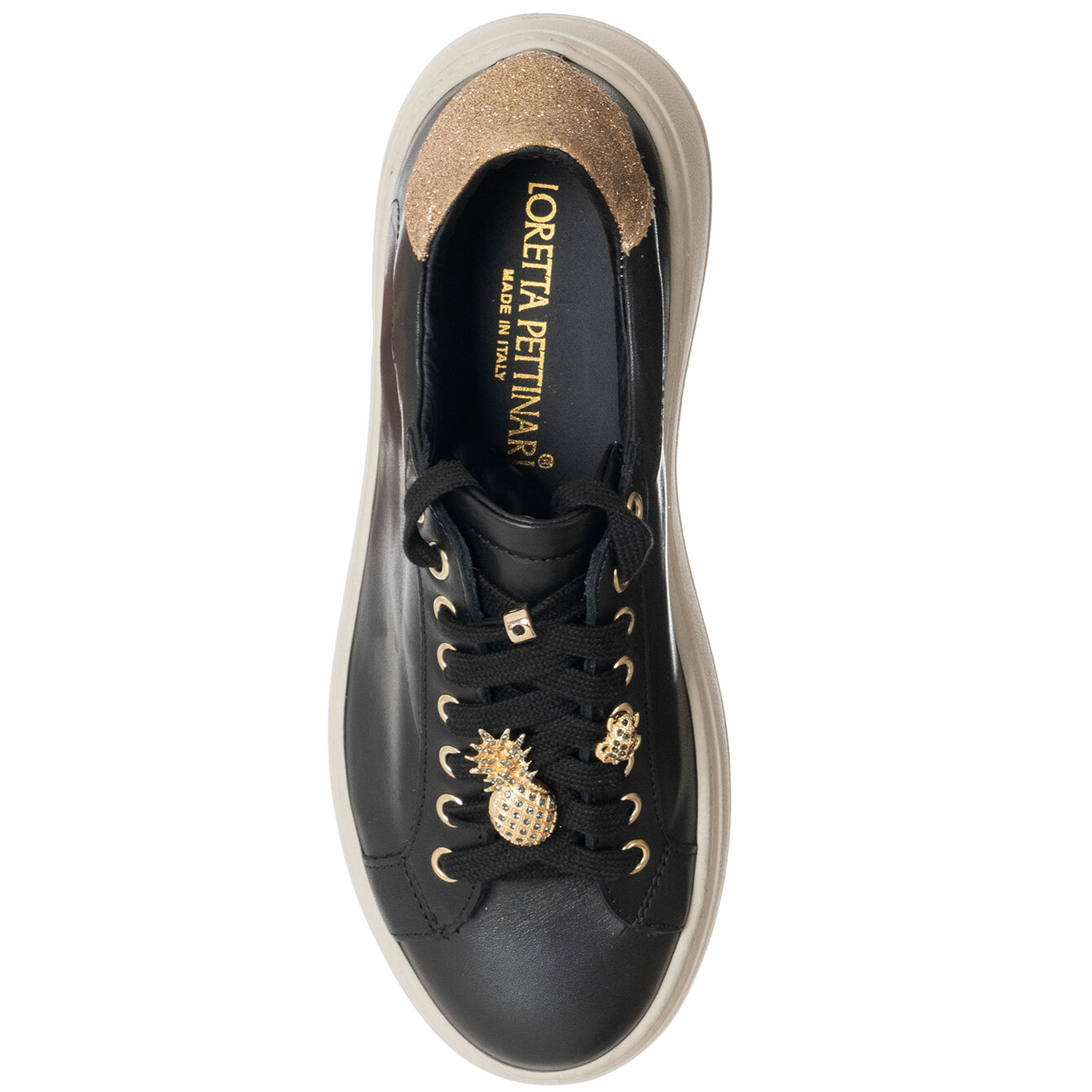 Loretta Pettinari Sneakers en Cuir Pace noir/blanc/platine