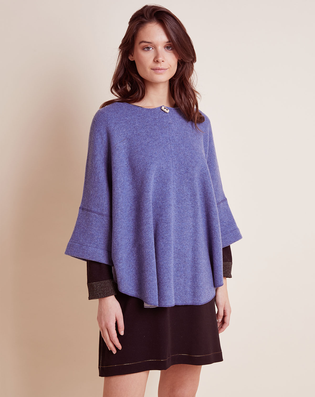 Le Chat Poncho en Laine mélangée Etoffe bleu chiné/gris