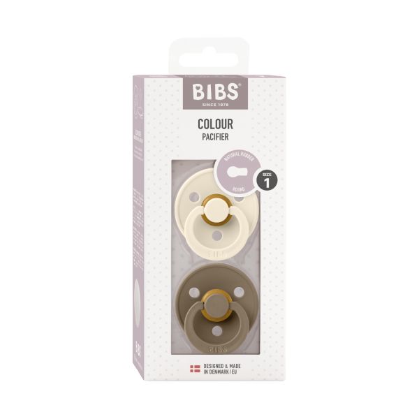 BiBs Fopspeen Dark Oak / Ivory 0-6 Mnd 2 Stuks
