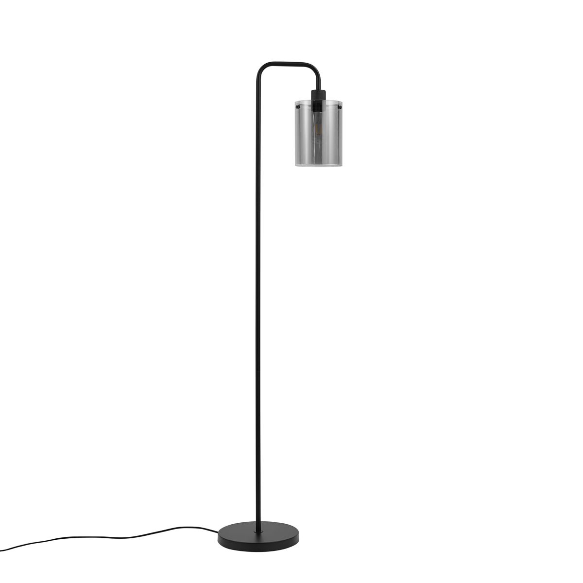 Design vloerlamp zwart met smoke glas - Domo