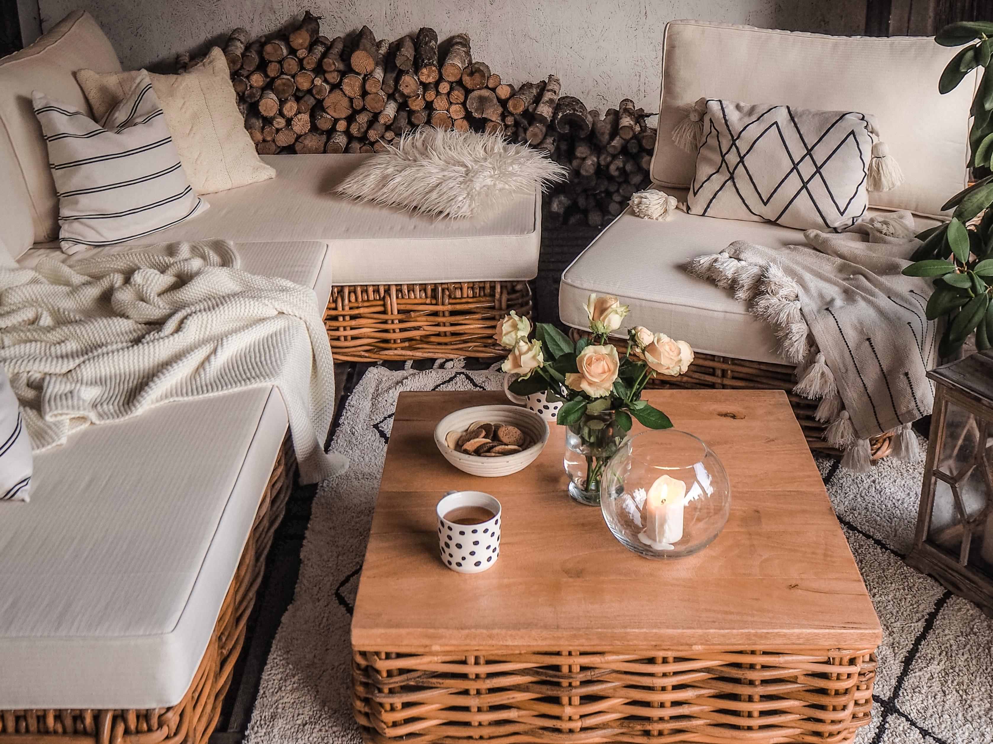 Loungeset met tafel 4-zits VARALLO linkszijdig modulair Rotan Natuurlijk