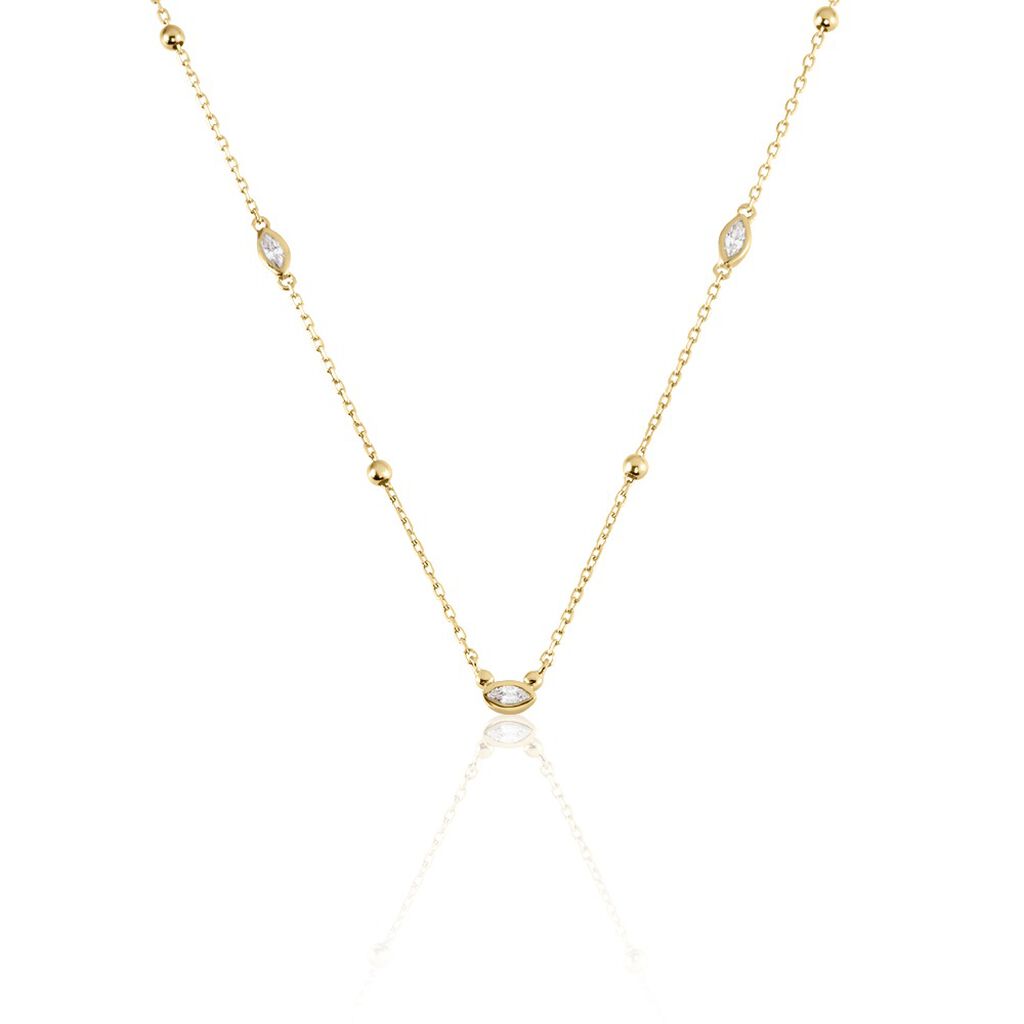 Collier Sautoir Plaqué Or Jaune Kristia Oxydes De Zirconium