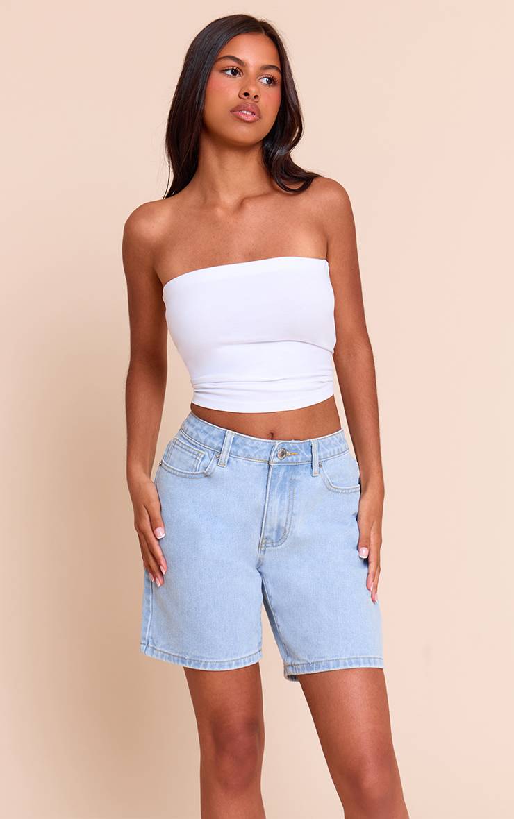 Bleu Clair Short Boyfriend Ample Taille Basse Petite