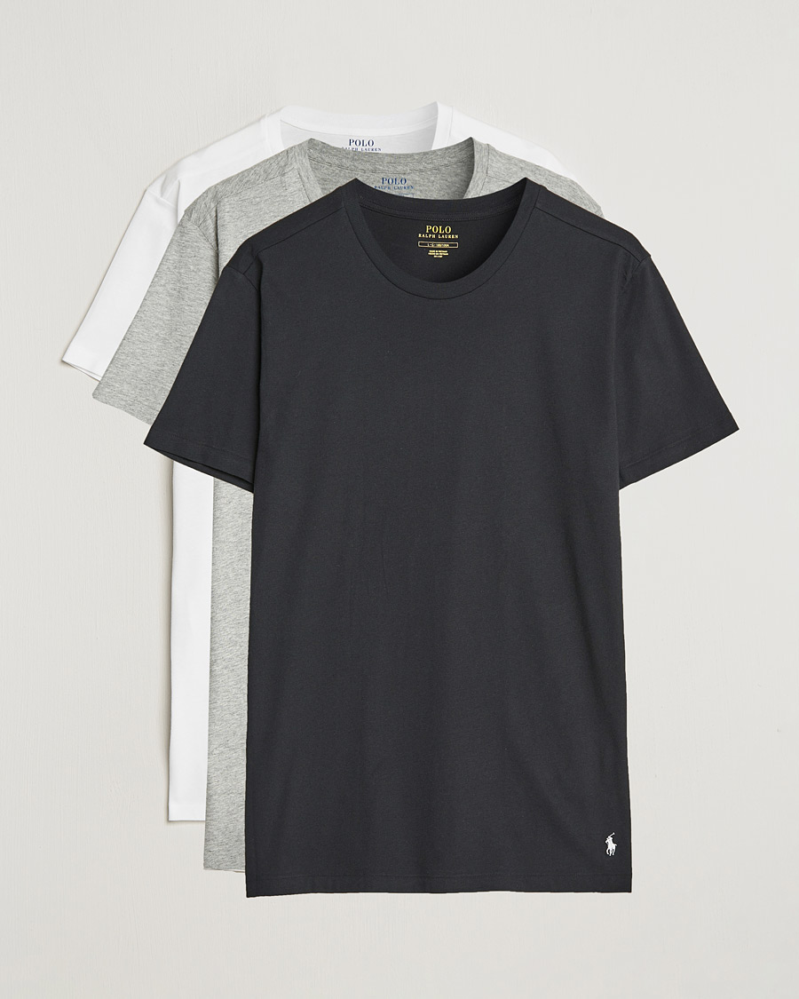 Polo Ralph Lauren 3-Pack Crew Neck T-Shirt White/Black/Andover Heather