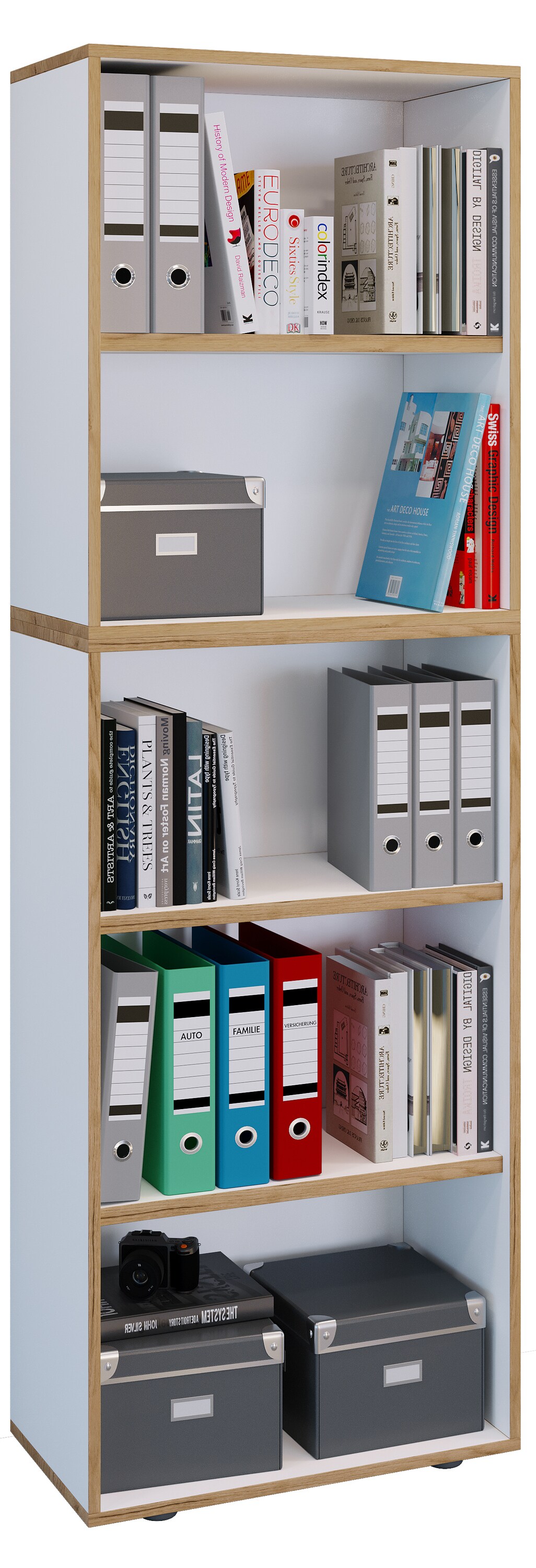 VCM Holz Büro Stand Regal Bücher Ordner Aktenregal Ordnerregal Bücherregal Salia 5-fach Breite 60 cm