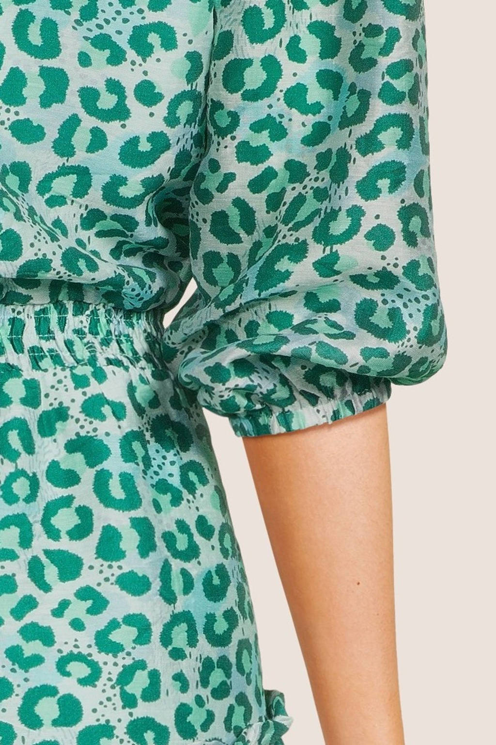 AI&KO jurk met dierenprint groen