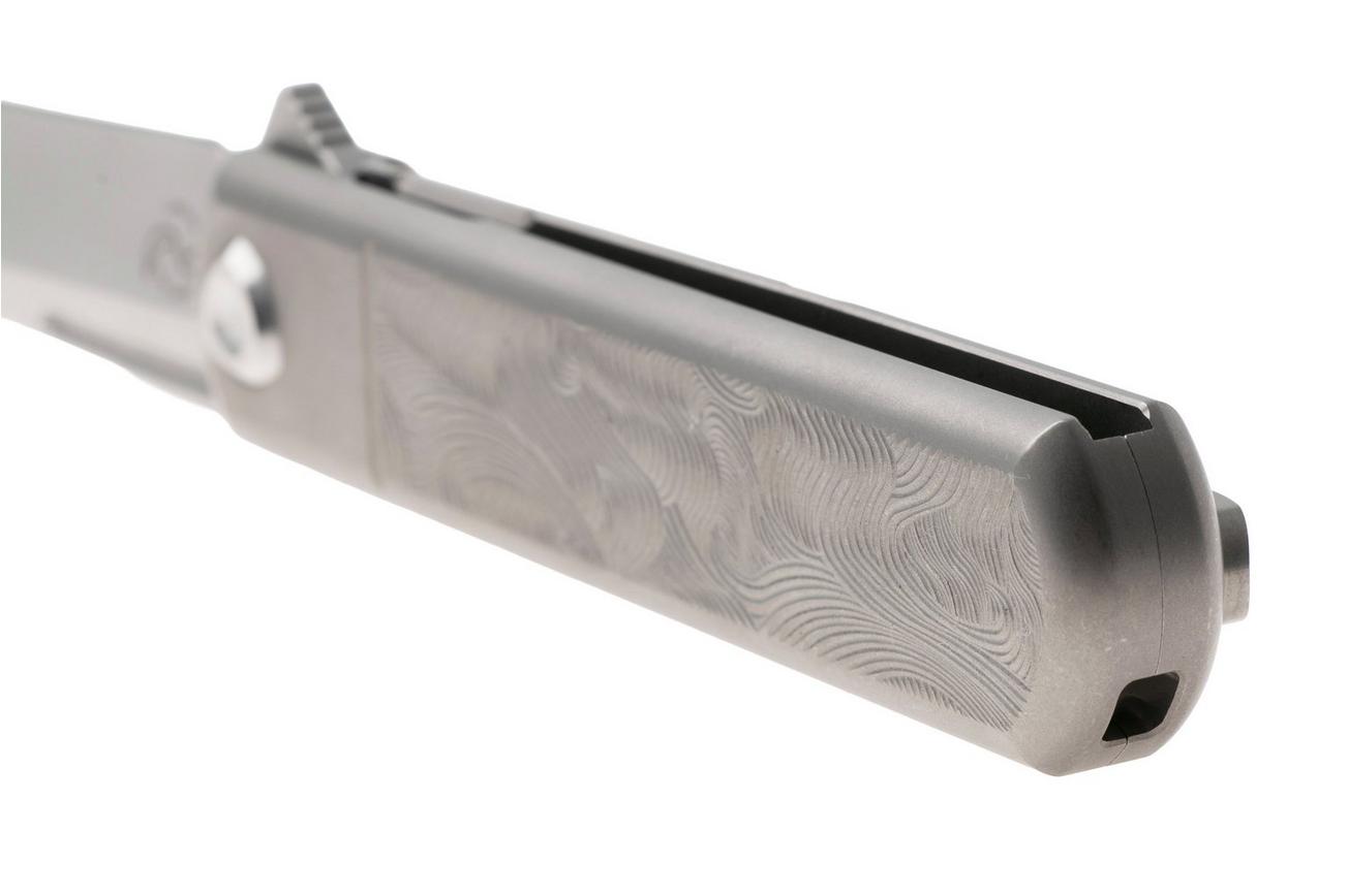 Liong Mah Tanto One, Bead Blasted M390, Sculpted Titanium, linkshandig zakmes