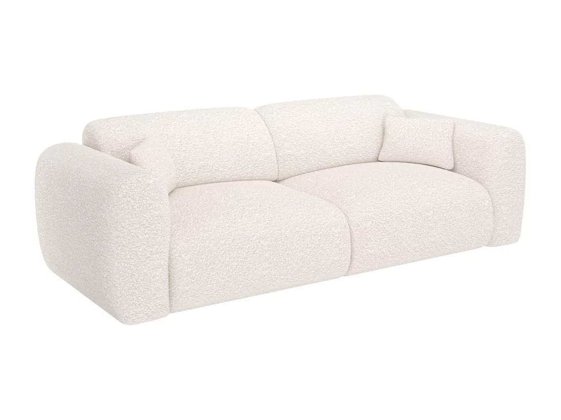 Canapé 4 places convertible en tissu bouclette blanc POGNI de Maison Céphy