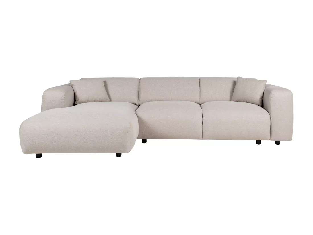 Grand canapé d'angle gauche en tissu chiné beige POGNI de Maison Céphy