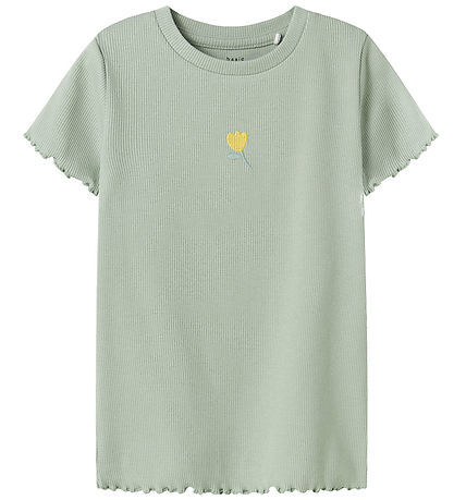Name It T-Shirt - Rib - NmfVivemma - Aqua Grau/Lemon