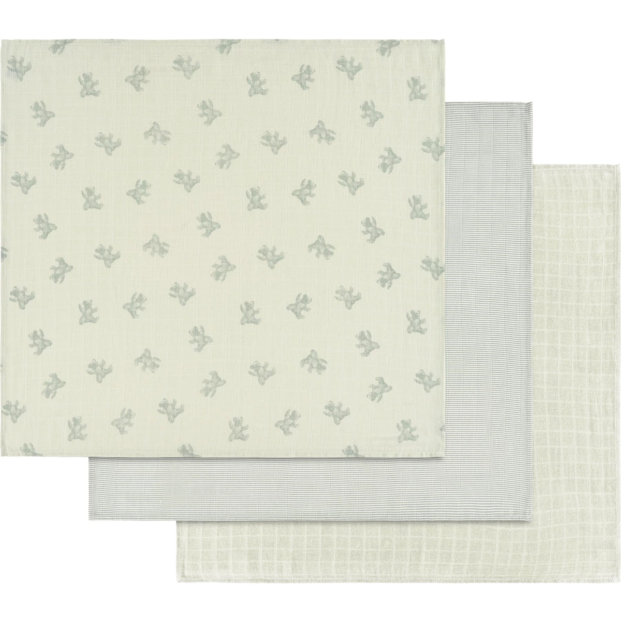 Alvi® Mullwindeln 3er Pack Teddy 1961 80 x 80 cm