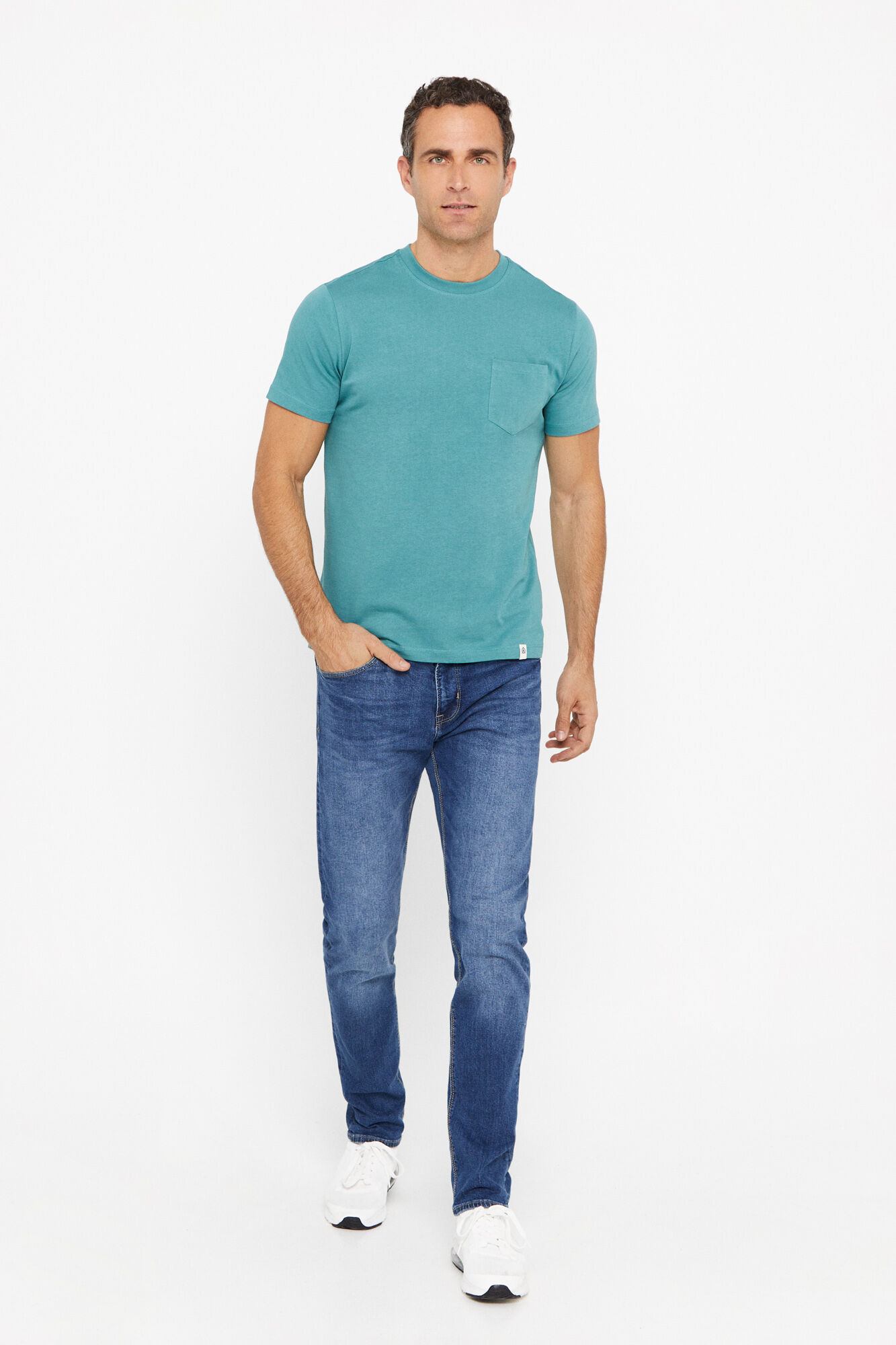 Camiseta básica com bolso - Turquesa