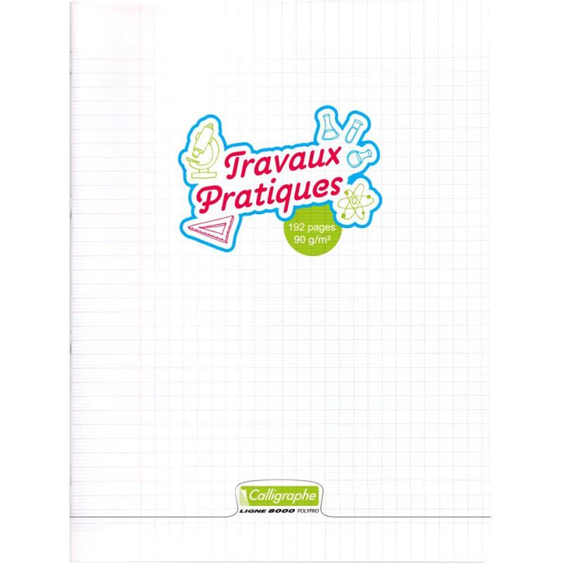 Cahier Travaux Pratiques piqué 8000 POLYPRO 24x32 cm 192 pages grands carreaux + uni 90 g - Incolore