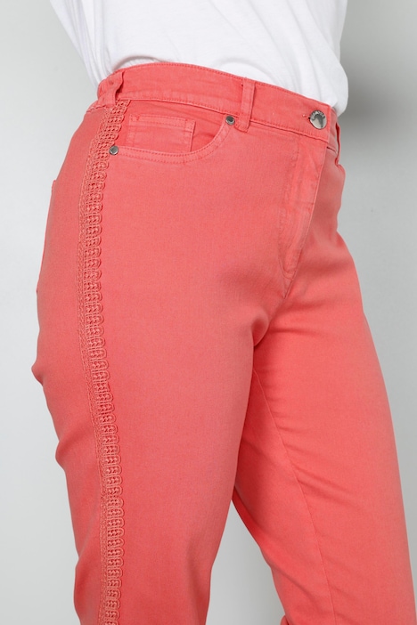 Hose, Slim Fit, seitliches Spitzenband, 5-Pocket