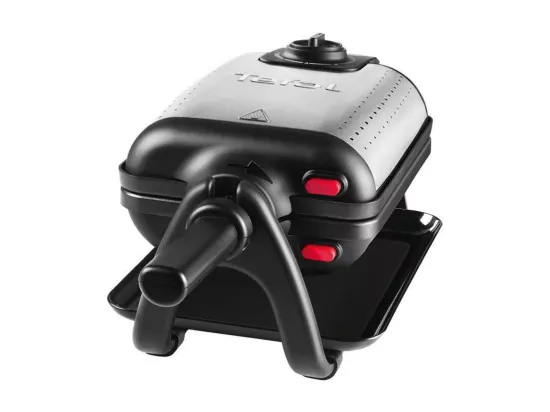 TEFAL WM756D12 Gaufrier King Size 1200W Thermostat Voyant lumineux Bouton On/Off Poignée tournante et rabattable Noir/Inox