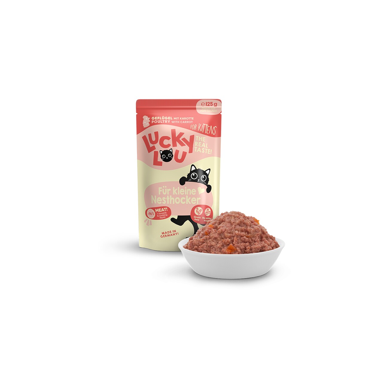 Lucky Lou Nassfutter Katze Kitten Geflügel 16x125 g