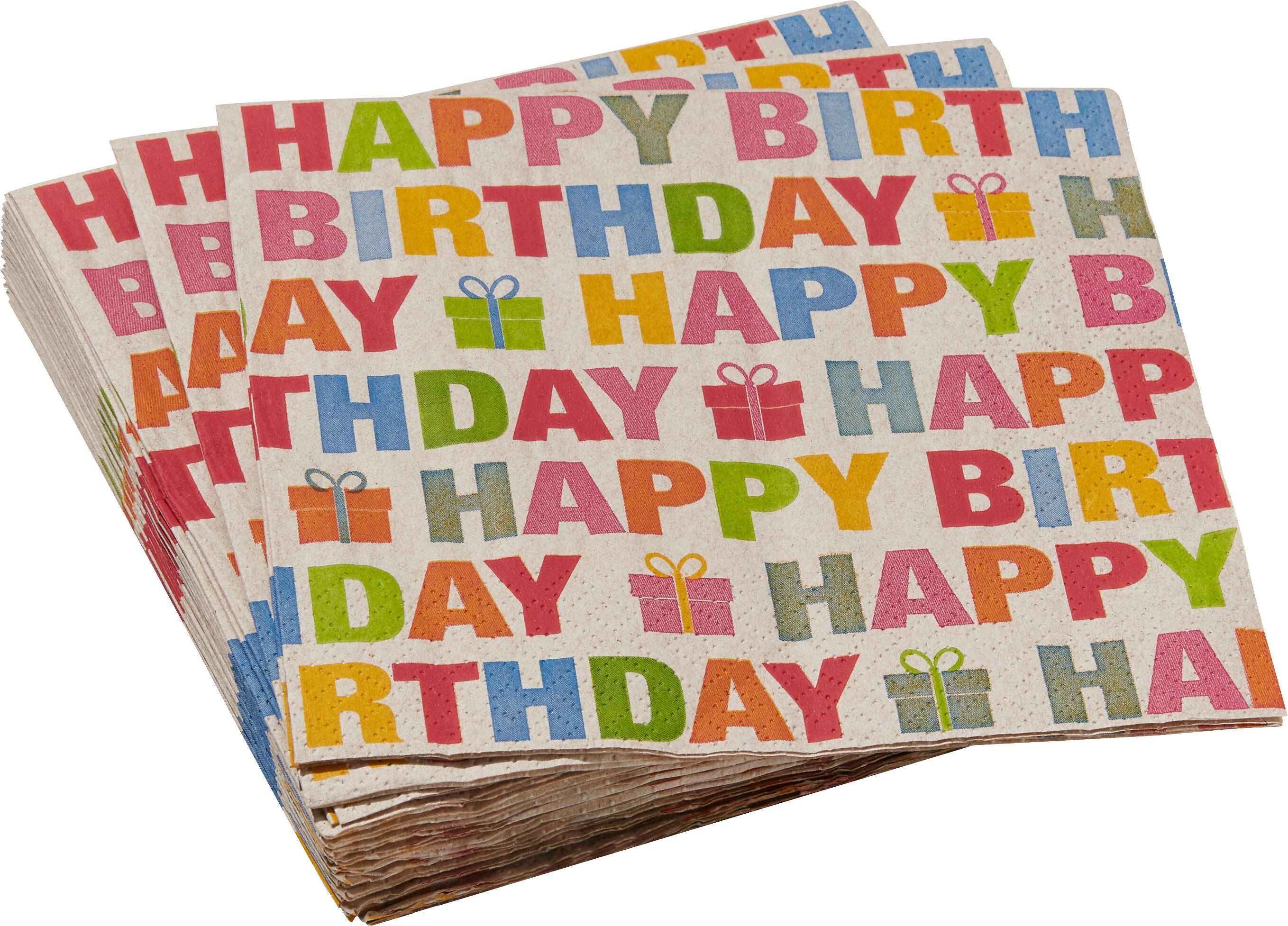 HAPPY Papierservietten - Multicolor / B: 33.0 cm x T: 33.0 cm x H: 0.1 cm