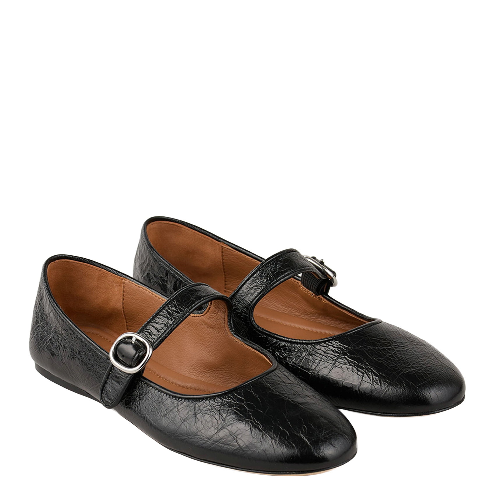 Ballerines en cuir brillant | Noir